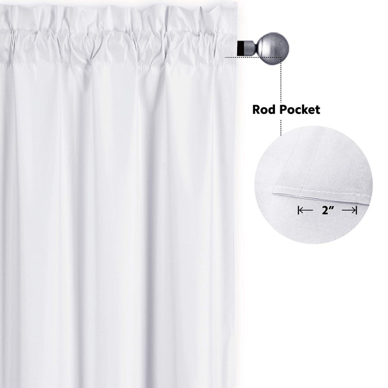 Home Collection 2 Panels 100% Blackout Curtain Set Solid Color with Rod Pocket Short Tier Drapes for Kitchen, Dinning Room, Bathroom, Bedroom,Living Room Window New (58” Wide X 23” Long, White) - Image 3